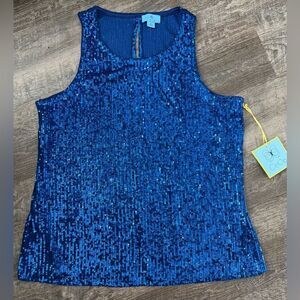 Cece Sequin Keyhole Back Tank-Size XL
